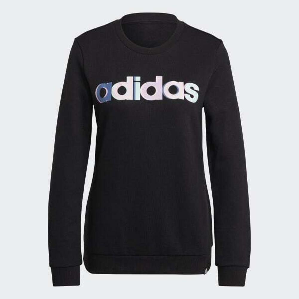 New Adidas Women's Multi-Color Logo Long Sleeve Top, Color: Black, Size: M - Picture 4 of 4